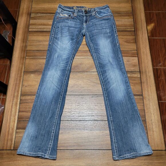 Grace in LA Jeans Low Rise Decorated Back Pockets - Size 5/26 - Picture 4 of 9